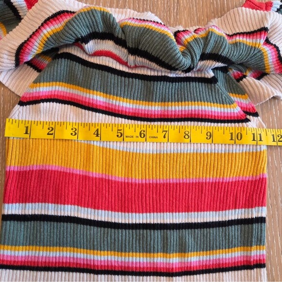 Billabong Take A Trip Off Shoulder Ruffle  Ribbed Sweater Striped Junior… - Picture 4 of 6